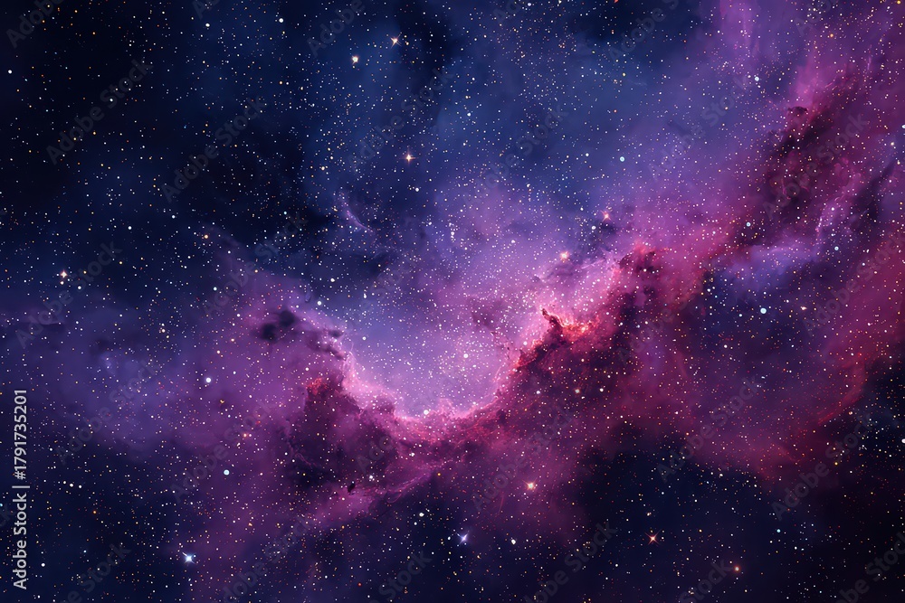 Fototapeta premium Dramatic Cosmic Cloud with Glowing Stars and Deep Space Nebula Against Dark Backdrop for Space Exploration and Celestial Wonder