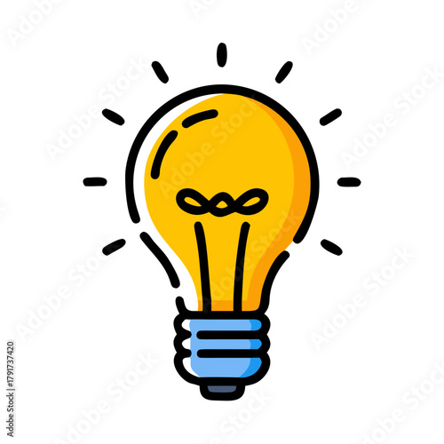 Illustration of a yellow retro lightbulb against a black backdrop