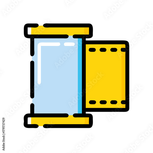 Cartoon film roll illustration with slide frame detail