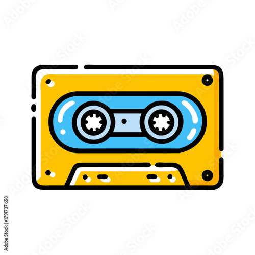 Retro cassette tape with reels on a black background