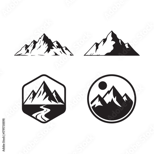 black and white mountain badge