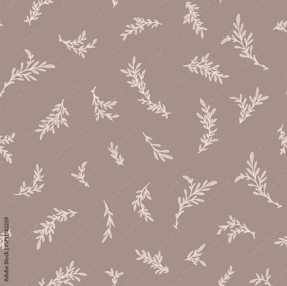 Fototapeta premium Soft Minimal Botanical Sprigs Pattern