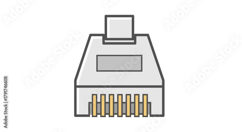 Illustration of an RJ45 connector, used for Ethernet connections.