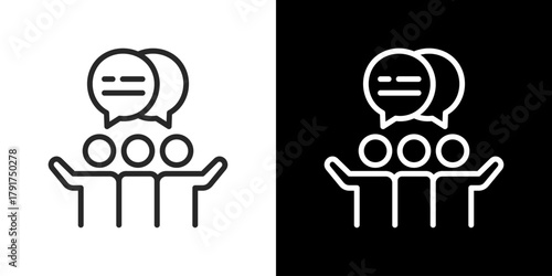 Group Talk  Icon Set. Clean Line Design With Light And Dark Versions For Versatile Use. 