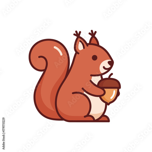 Side-View Squirrel with Acorn