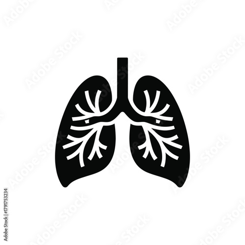 A black and white lungs icon vector