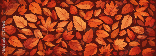 Jesienne liście w różnych odcieniach pomarańczu i brązu tworzą wzór tła wektorowego.