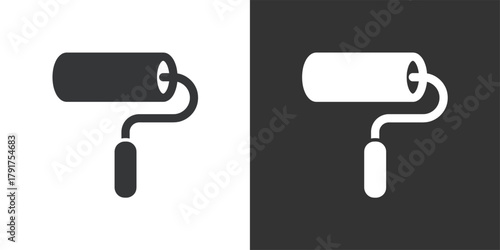 Wall Paint Roller icon. Solid glyph series icon