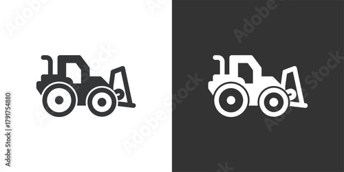 Bulldozer icon. Solid glyph series icon