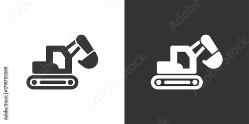 Excavator icon. Solid glyph series icon