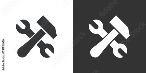 Wrench and Hammer icon. Solid glyph series icon