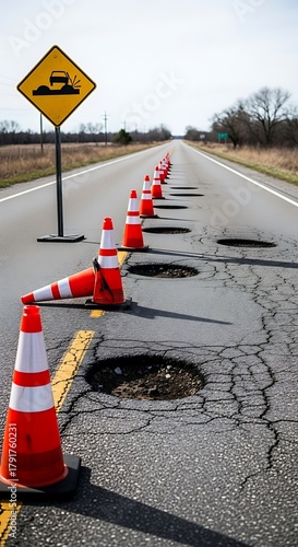 Pothole Peril - Road Hazards and Warning Signs.