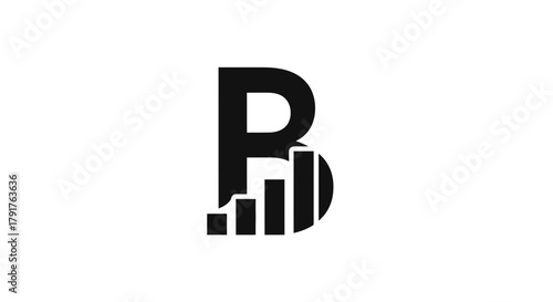 Black letter B monogram is integrated with an upward trend bar graph