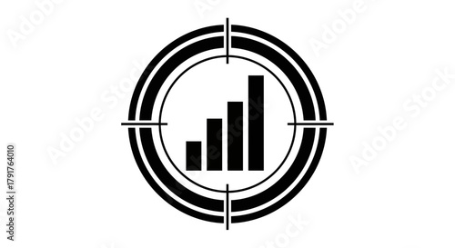 Vector graphic illustration of growth chart data inside an oval target symbol