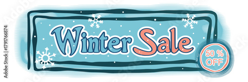 Winter banner, winter sale, snowfall and snowflakes, vector design