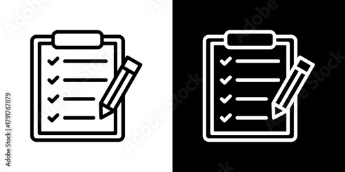 Agenda Icon Set. Clean Line Design With Light And Dark Versions For Versatile Use. 