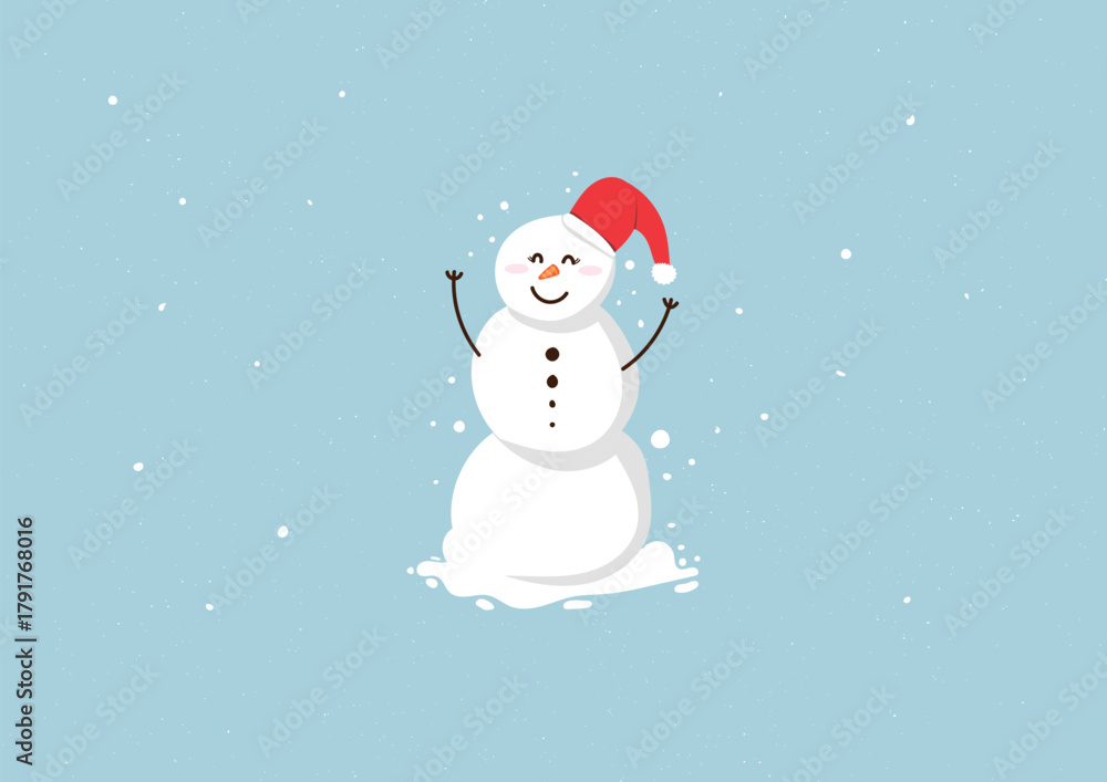Fototapeta premium snowman with santa hat background vector design
