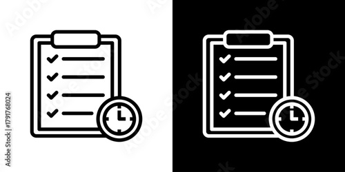 Plan Icon Set. Clean Line Design With Light And Dark Versions For Versatile Use. 