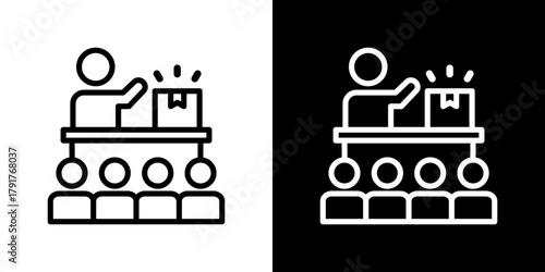 Presentation Icon Set. Clean Line Design With Light And Dark Versions For Versatile Use. 