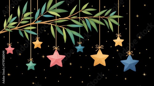 Starlit Wishes Bamboo, Night Sky Festive Decor, Hanging Star Ornaments, Sustainable