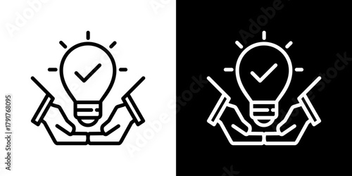 Solution Icon Set. Clean Line Design With Light And Dark Versions For Versatile Use. 