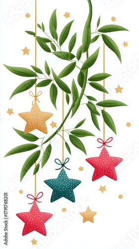Starlit Wishes Bamboo, Night Sky Festive Decor, Hanging Star Ornaments, Sustainable