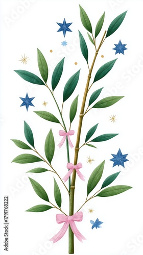 Starlit Wishes Bamboo, Night Sky Festive Decor, Hanging Star Ornaments, Sustainable