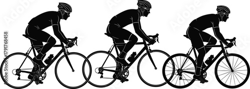 cycling, bicycle, cyclist, racing, sport, fitness, vector, silhouette, team, competition, speed, motion, exercise, athlete, road