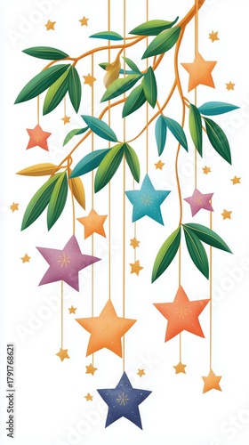 Starlit Wishes Bamboo, Night Sky Festive Decor, Hanging Star Ornaments, Sustainable