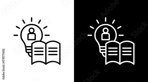 Knowledge White Icon Set Design