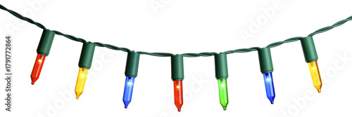 Colorful Christmas lights isolated on transparent background