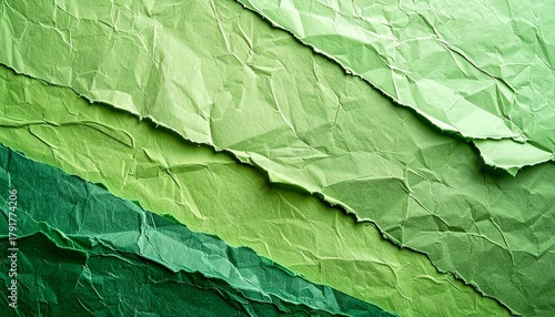 紙のテクスチャ素材（緑、黄緑）クラフト、図工イメージ