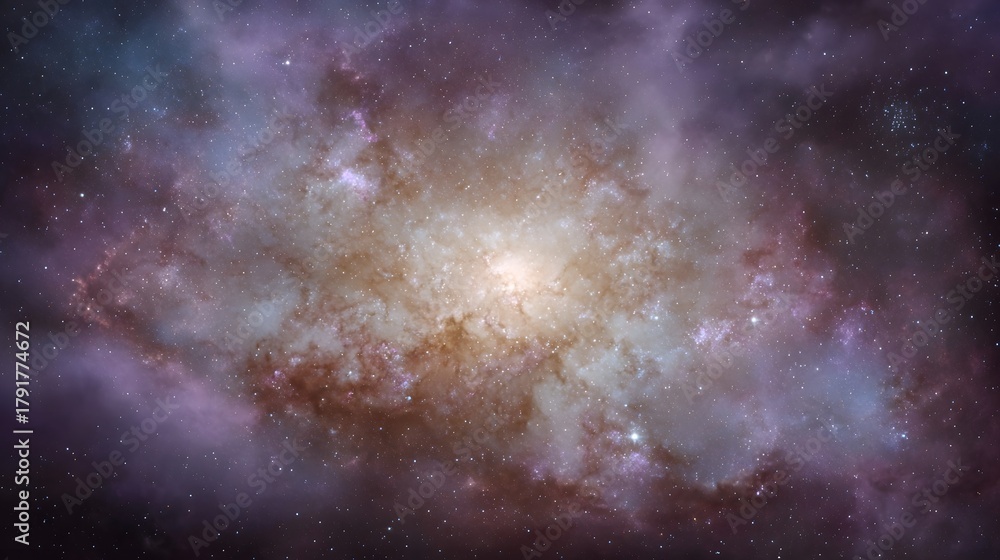 Obraz premium A majestic and vast swirling galaxy cluster featuring a luminous bright core intricate cosmic dust clouds and nebulae in deep space