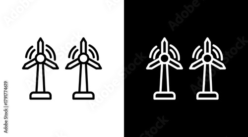 Wind Energy White Icon Set Design
