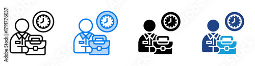 Working hours icon set multiple style collection