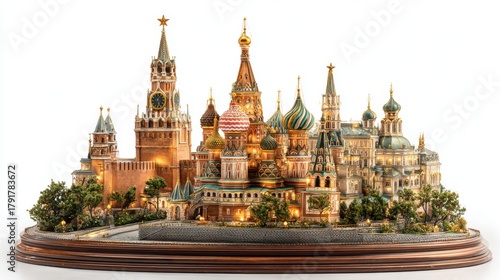 Miniature Model of Saint Basil’s Cathedral on White Background