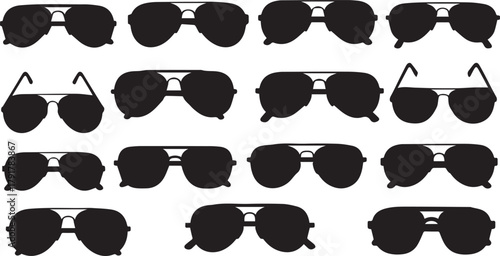 Black Silhouette Aviator Sunglasses Collection vector