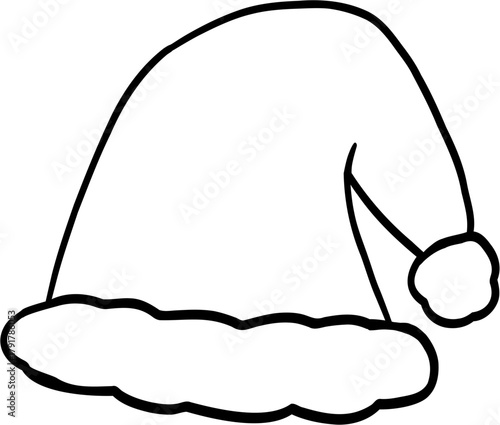 Doodle Santa Hat Line Art Illustration