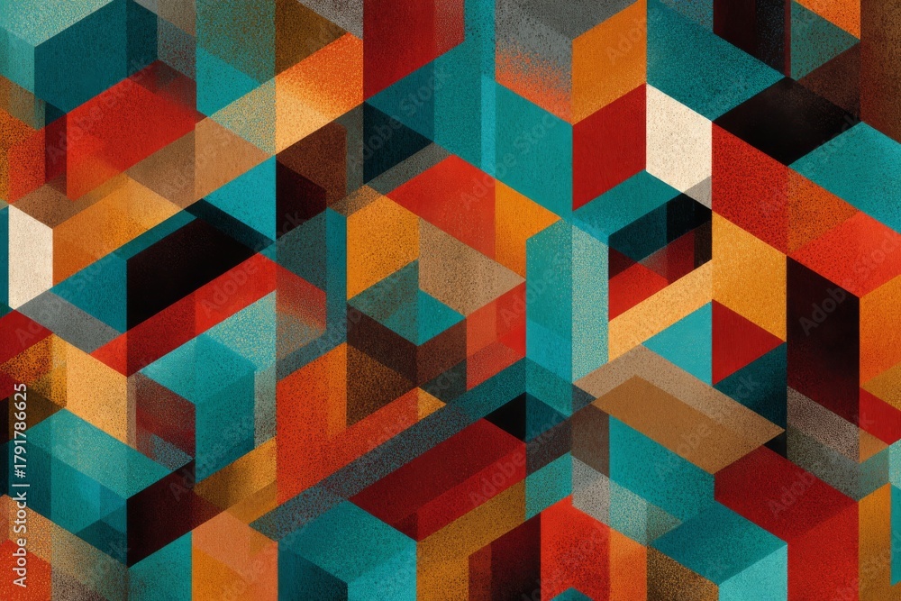 Fototapeta premium Geometric Abstract Pattern With Retro Color Palette