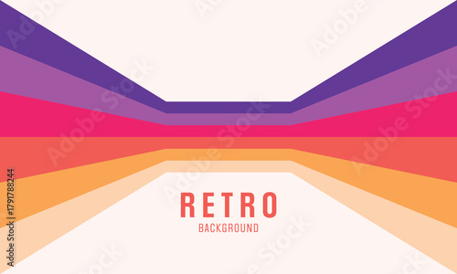 Retro vintage geometric striped background with groovy 80s inspired abstract design for poster template and vector graphic layout