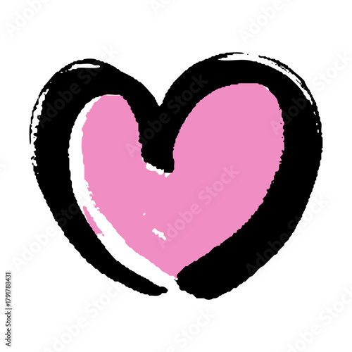 手書き風の筆タッチで表現された可愛らしいシンプルハートの装飾イラスト