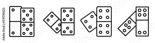 Domino game pieces set outline icon line art illustration