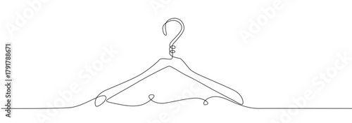 One continuous drawing of hanger sign. Concept symbol for dry cleaning and laundry service in simple linear style eps 10