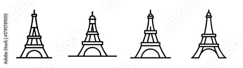 Eiffel tower line icon set. paris landmark vector symbols collection.