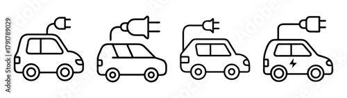Electric vehicle charging icons for sustainable transportation future