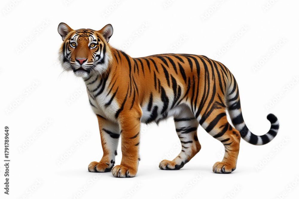 Naklejka premium Great tiger isolated over white background. 3d rendering.