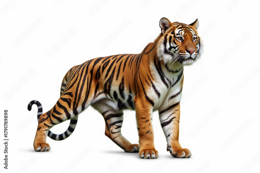 Obraz premium Great tiger isolated over white background. 3d rendering.