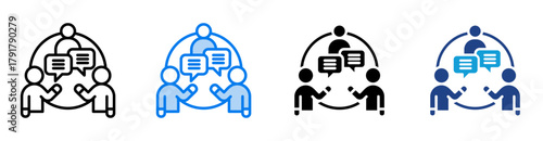 Communication icon set multiple style collection