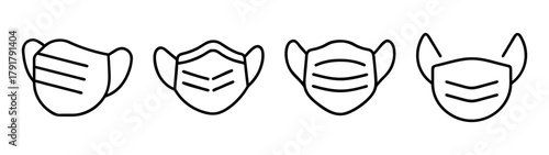 Medical face mask line icons set. virus protection symbol