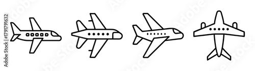 Airline travel icons vector plane symbols for global transport